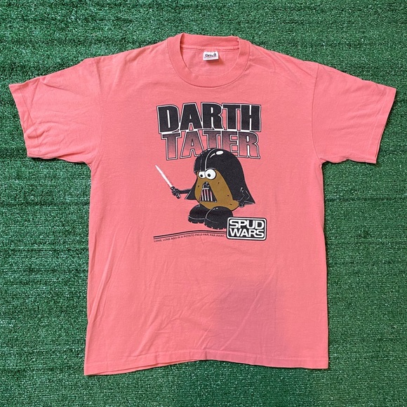 RARE Vntg 90s Darth Tater Spud Wars Star Wars Parody T-shirt Sz L Single Stitch - Picture 1 of 8